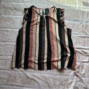 Striped Sleeveless Top - Black, Pink, Cream